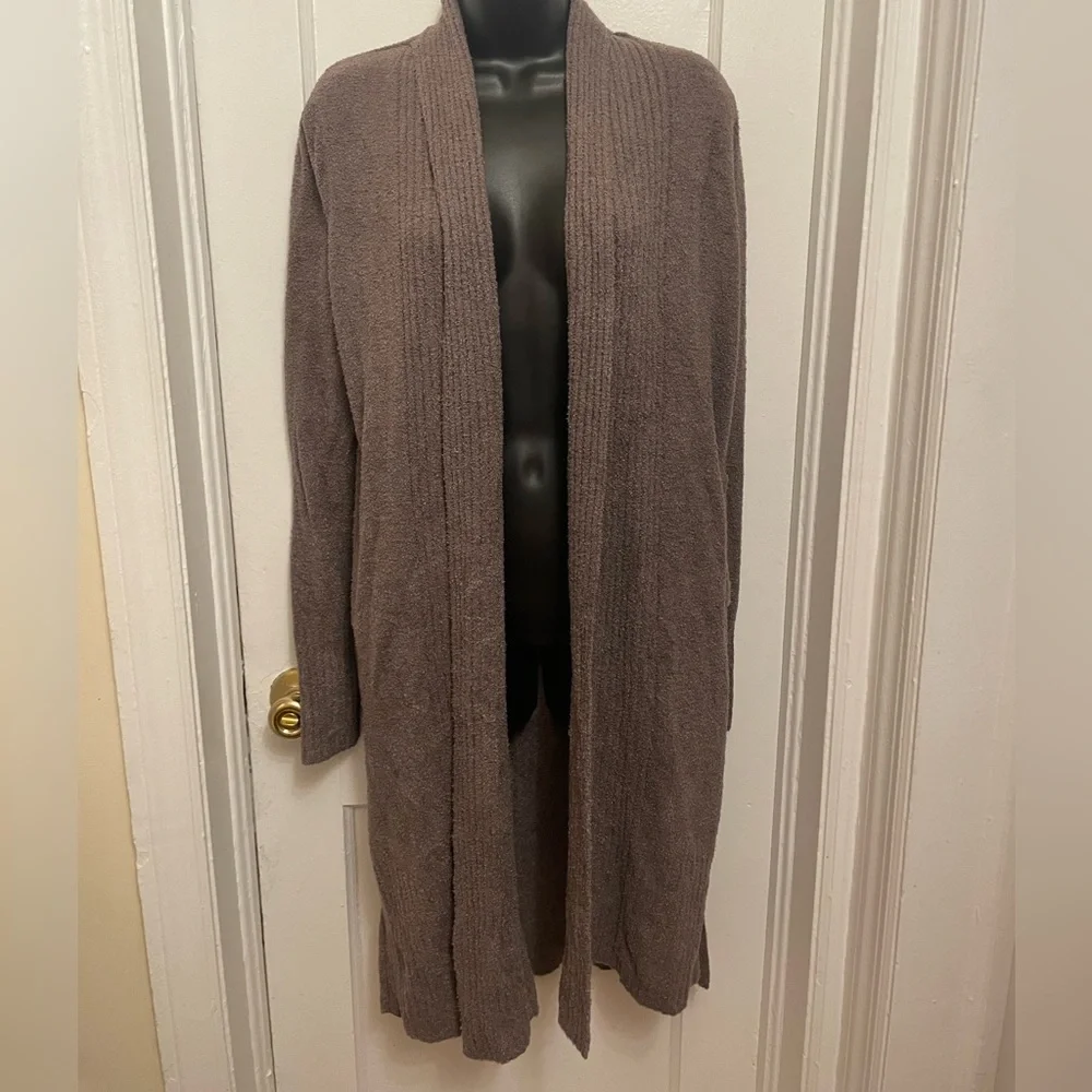 Barefoot Dreams CozyChic Lite Brown Montecito Long Knit Cardigan Sweater S - Picture 1 of 9